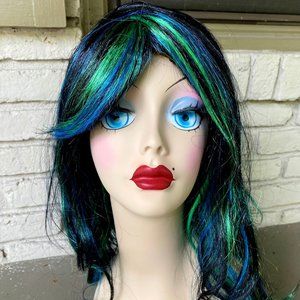 *SOLD*  Blue Green Mystical Mermaid Queen Long Halloween Wig